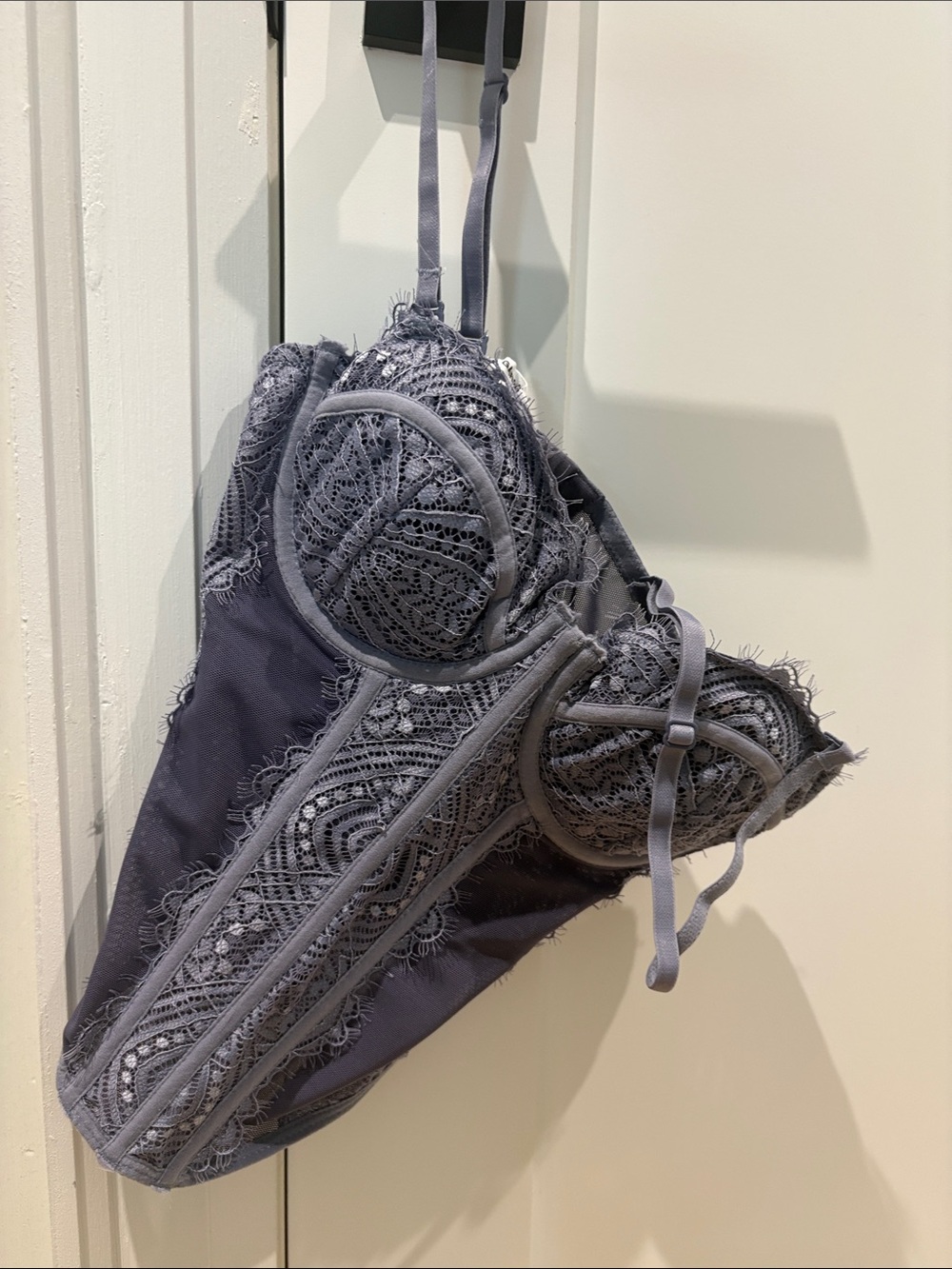 Garage Lace Bustier in Slate Blue